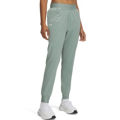 UA RIVAL HI RISE WOVEN PANT in 348 silica green