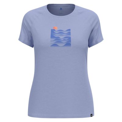 Ascent Performance Wool 130 T-Shirt mit Sonnenuntergangsmotiv in blau