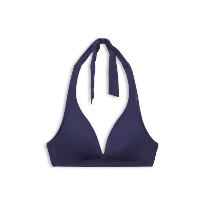 Wattiertes Neckholder-Bikinitop in blau