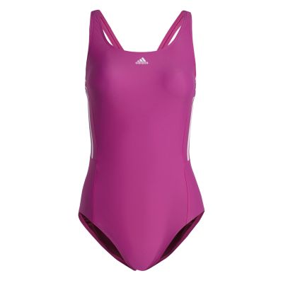 Mid 3-Streifen Badeanzug in lucid fuchsia/white