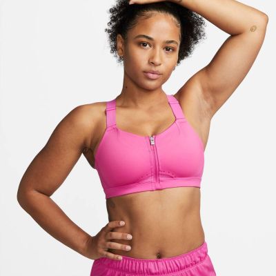 NIKE Damen Top W NK DF ALPHA ZIP-FRONT BRA in pink