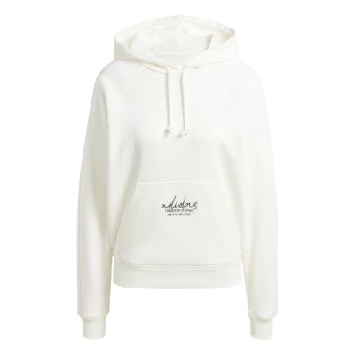 SIGNATURE GRAPHIC EMBROIDERY FRENCH TERRY LOOSE HOODIE in weiß