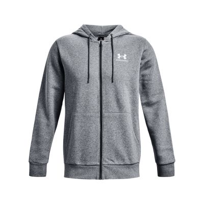 UA ESSENTIAL FLEECE FZ HOOD in grau