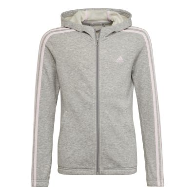 Essentials 3-Streifen Kapuzenjacke in medium grey heather/