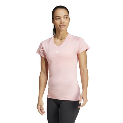 AEROREADY TRAIN ESSENTIALS MINIMAL BRANDING V-NECK T-SHIRT in rosa