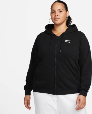 NIKE Damen Kapuzensweat W NSW AIR FLC HD FZ PLUS in schwarz