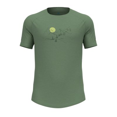 Ascent Performance Wool 130 T-Shirt mit Landschaftsprint in grün