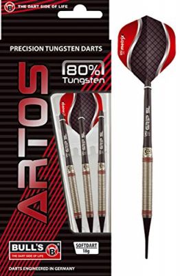 BULLS Dartpfeil BULL'S Artos AR3 Softdart, Red 80% Tungsten in 17 farbig silber