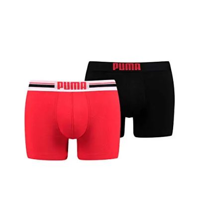 PUMA Underwear - Boxershorts Placed Logo Boxer 2er Pack in 786 red / black