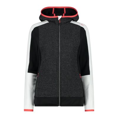 WOMAN JACKET FIX HOOD in a001 bianco