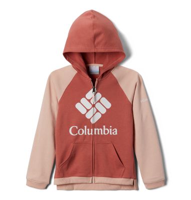 COLUMBIA French Terry Kinder Zipper in 639 dark coral, peach cloud