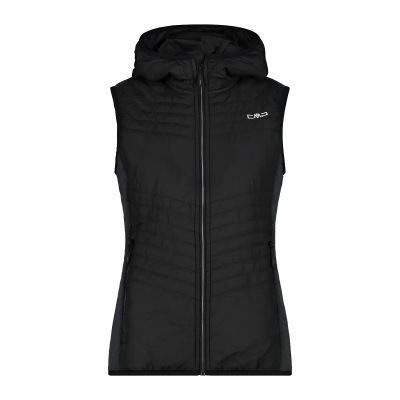 WOMAN VEST HYBRID FIX HOOD in u901 nero