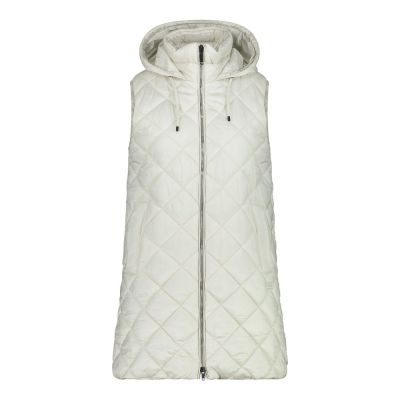 WOMAN LONG VEST FIX HOOD in weiß