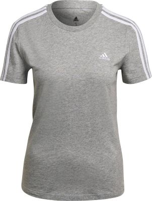 adidas Damen LOUNGEWEAR Essentials Slim 3-Streifen T-Shirt in grau