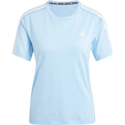 Damen T-Shirt Own the Run 3-Streifen in blau