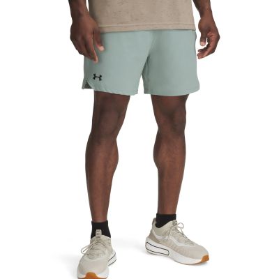 UA VANISH WOVEN 6IN SHORTS-BLU in 348 silica green