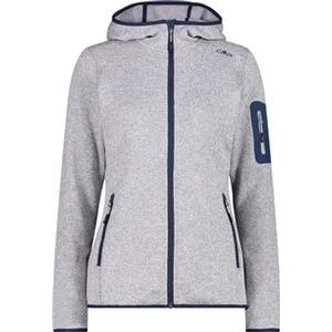 Damen Unterjacke Kapuzen Fleecejacke Strick in silber