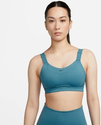 NIKE Damen Top W NK DF ALPHA BRA in blau